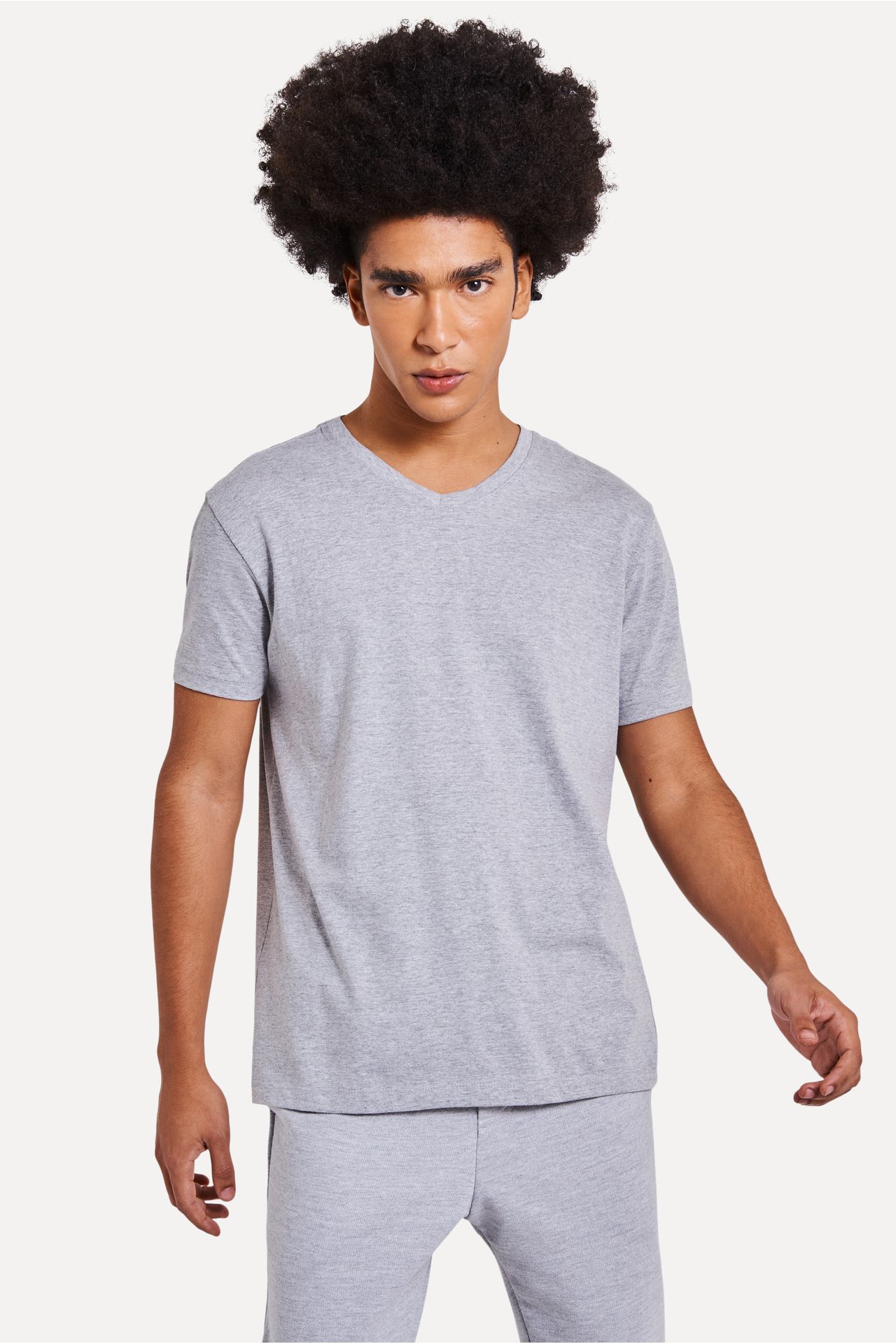Camiseta Básica Masculina Simples Gola V Manga Curta