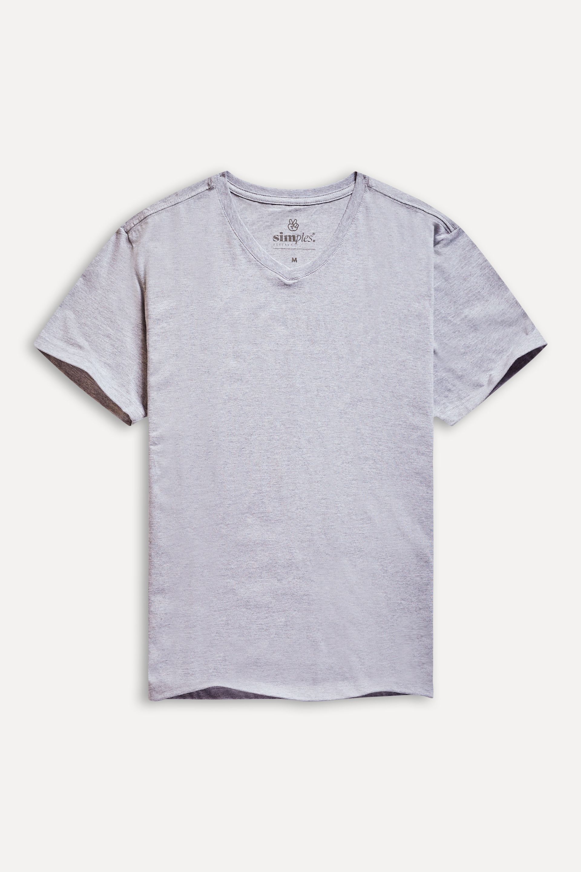 Camiseta Básica Masculina Simples Gola V Manga Curta