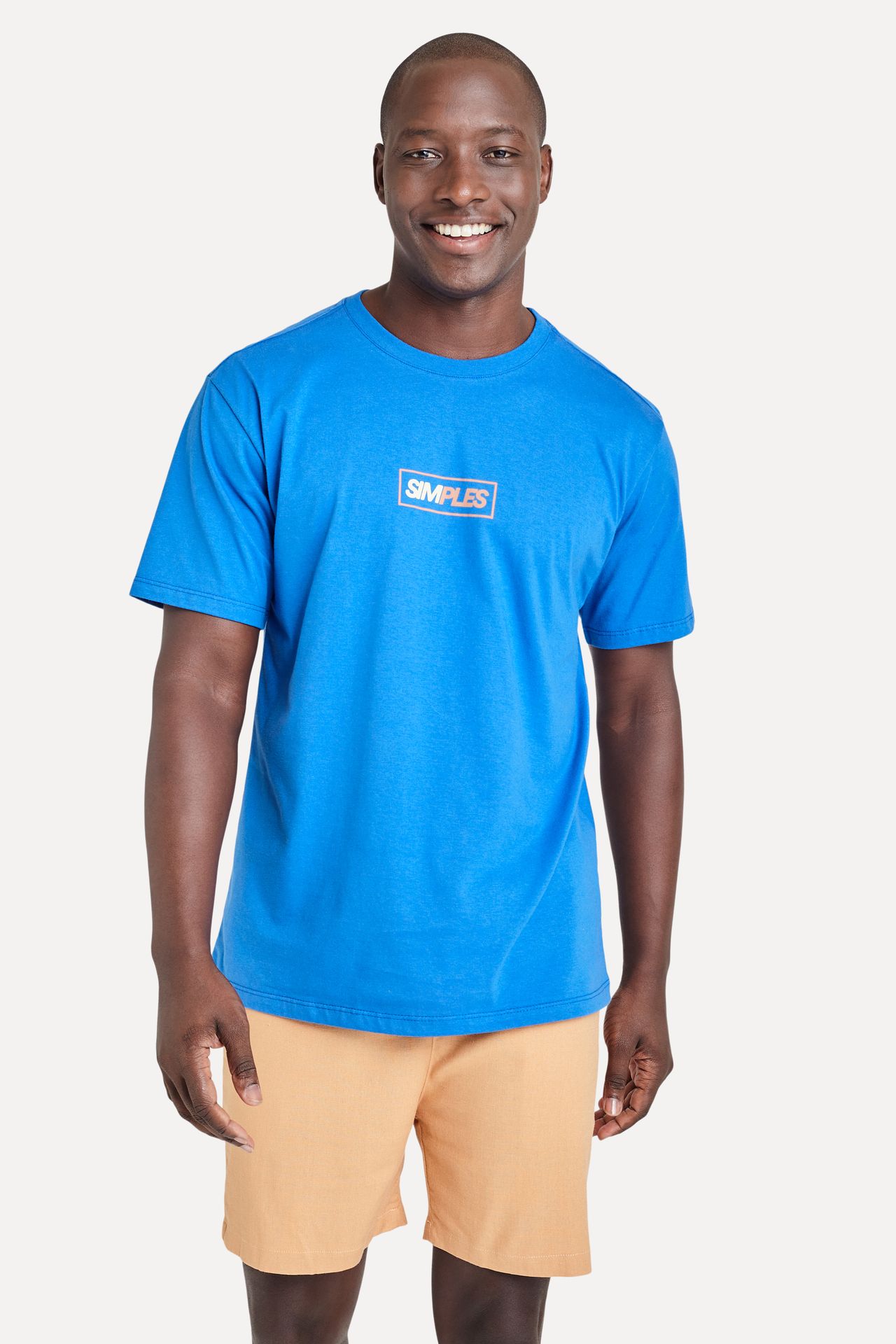 Camiseta Estampada Masculina Simples Bicolor Manga Curta