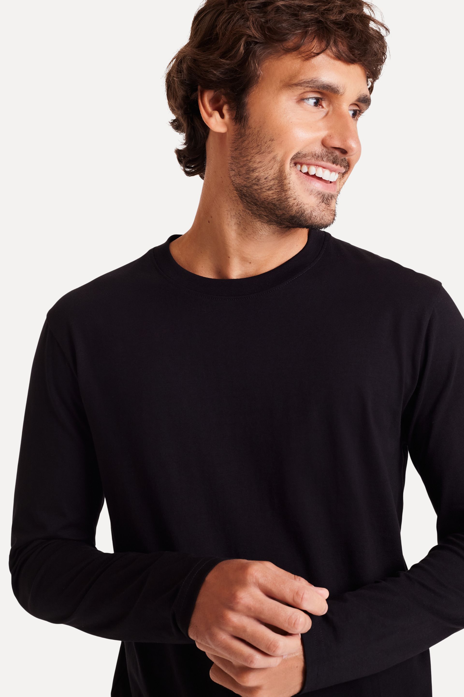 Camiseta Básica Masculina de Algodão Peruano Manga Longa