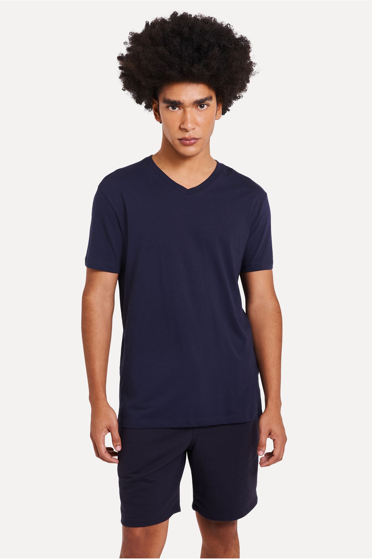 Camiseta Básica Masculina Simples Gola V Manga Curta