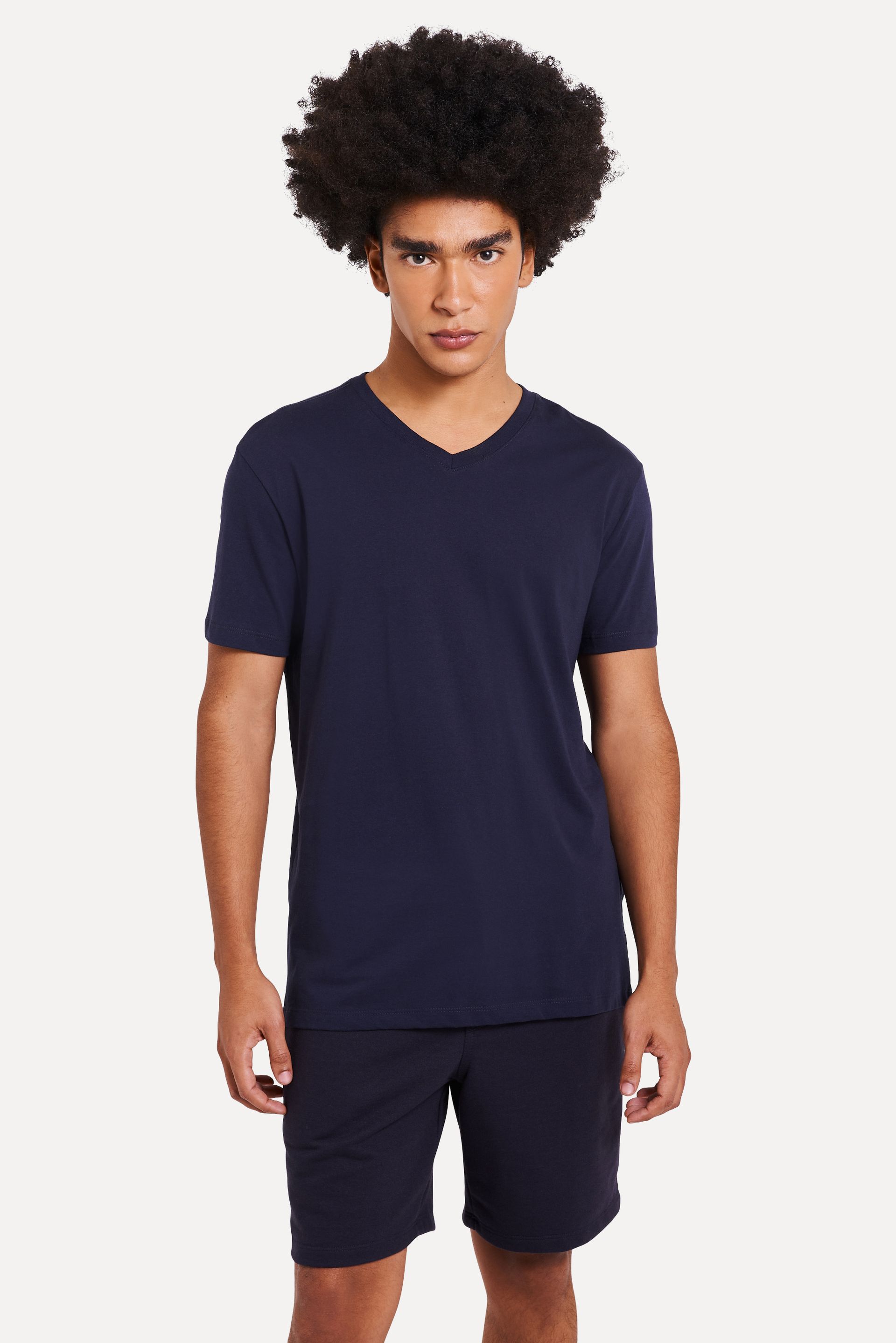Camiseta Básica Masculina Simples Gola V Manga Curta