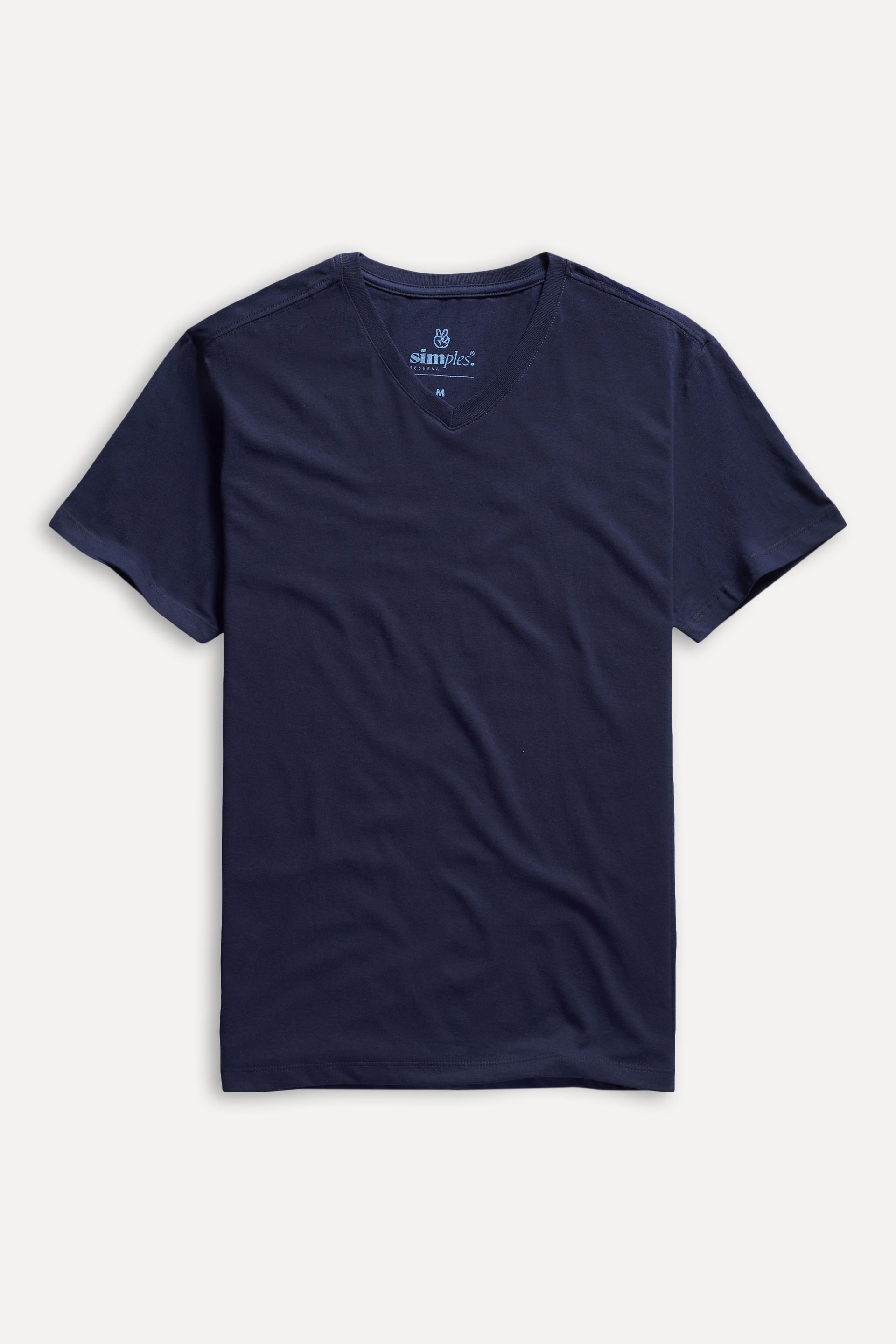 Camiseta Básica Masculina Simples Gola V Manga Curta