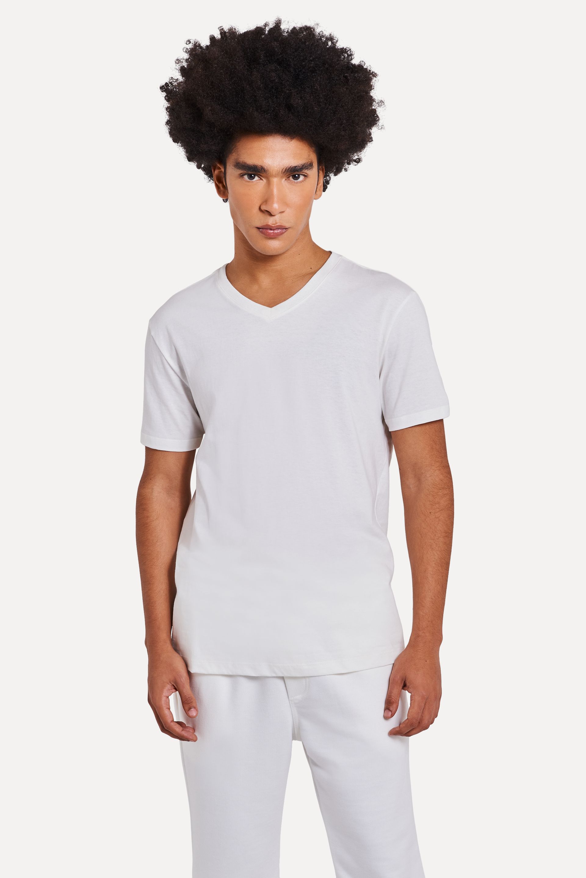 Camiseta Básica Masculina Simples Gola V Manga Curta