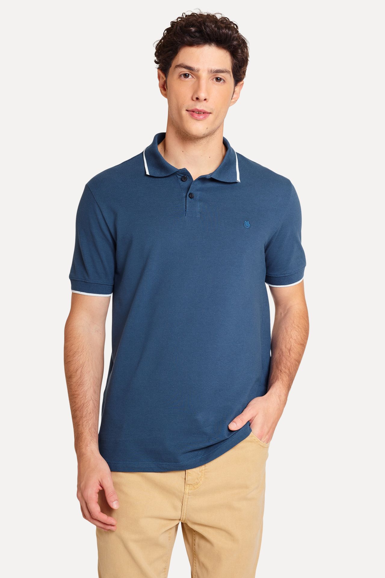 Polo Básica Masculina Gola Frisos