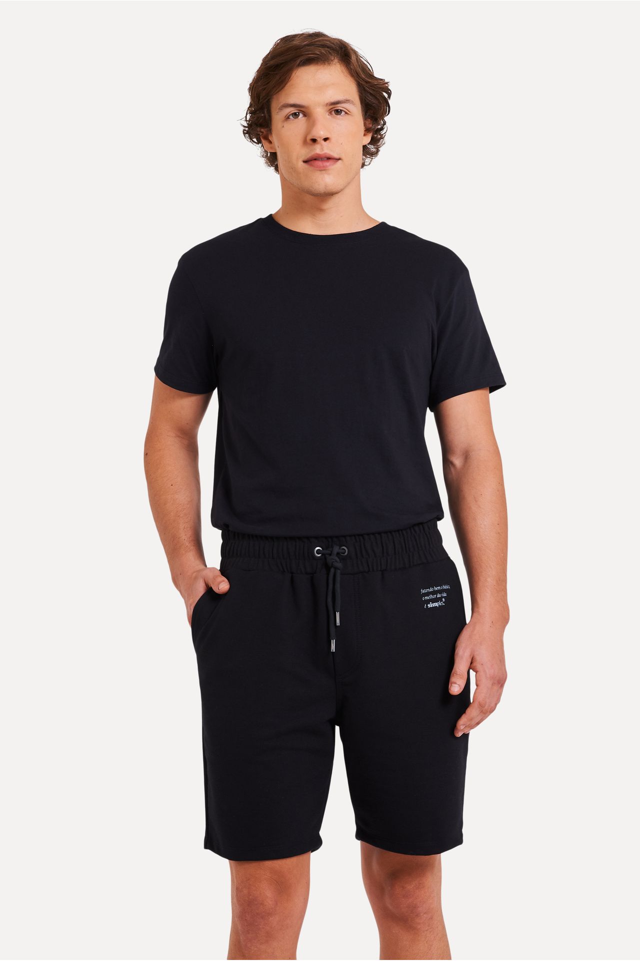 Bermuda Moletom Masculina Simples com Elástico