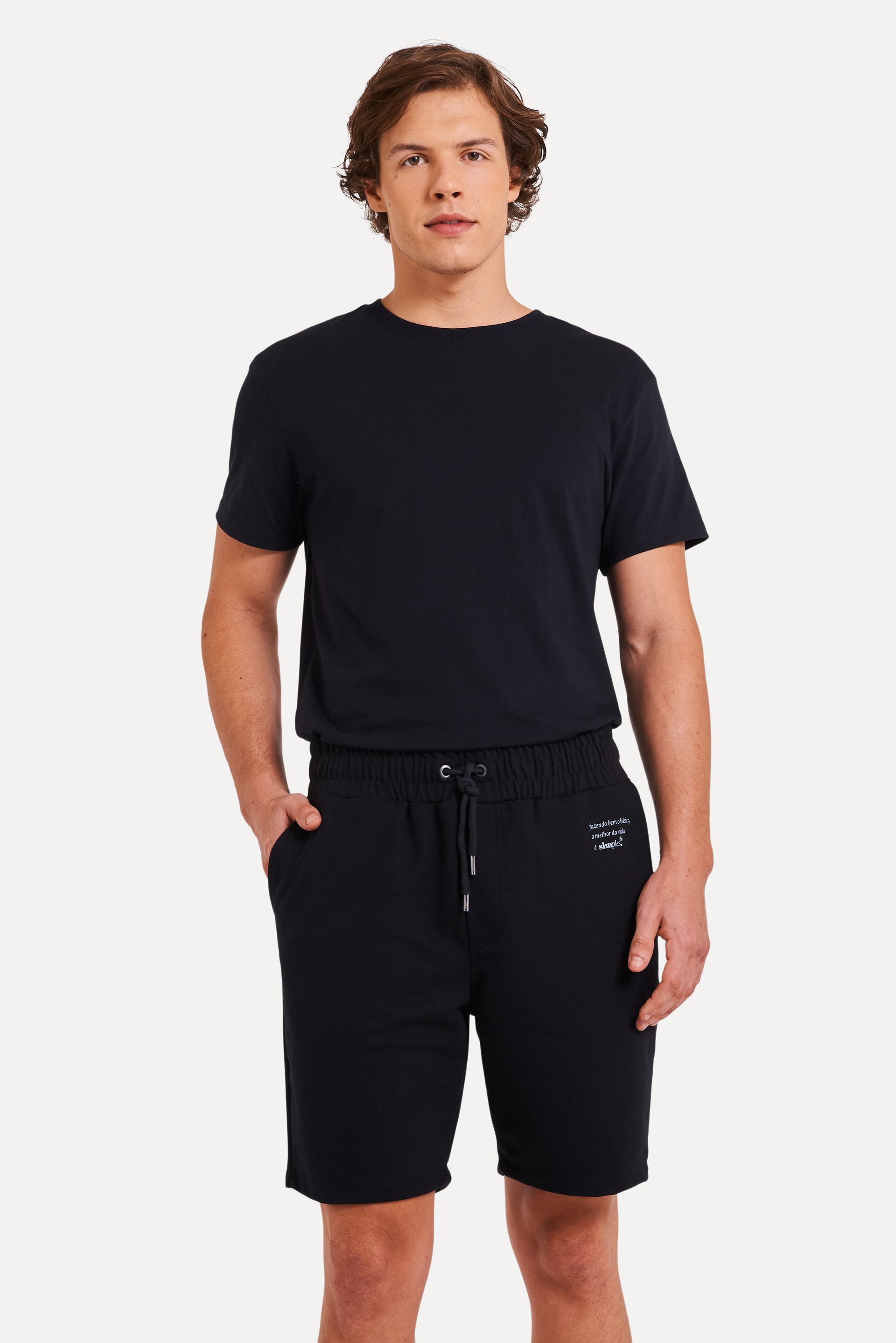 Bermuda Moletom Masculina Simples com Elástico