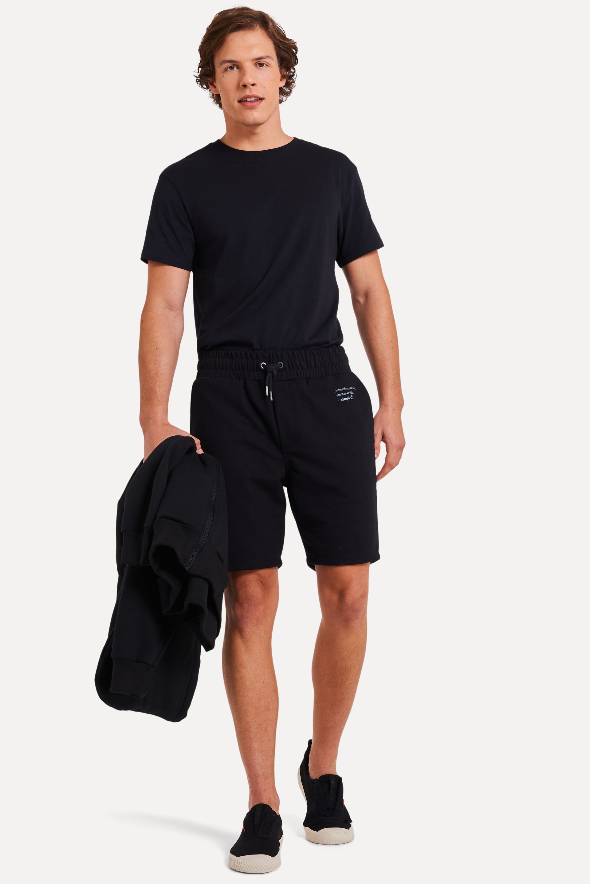 Bermuda Moletom Masculina Simples com Elástico