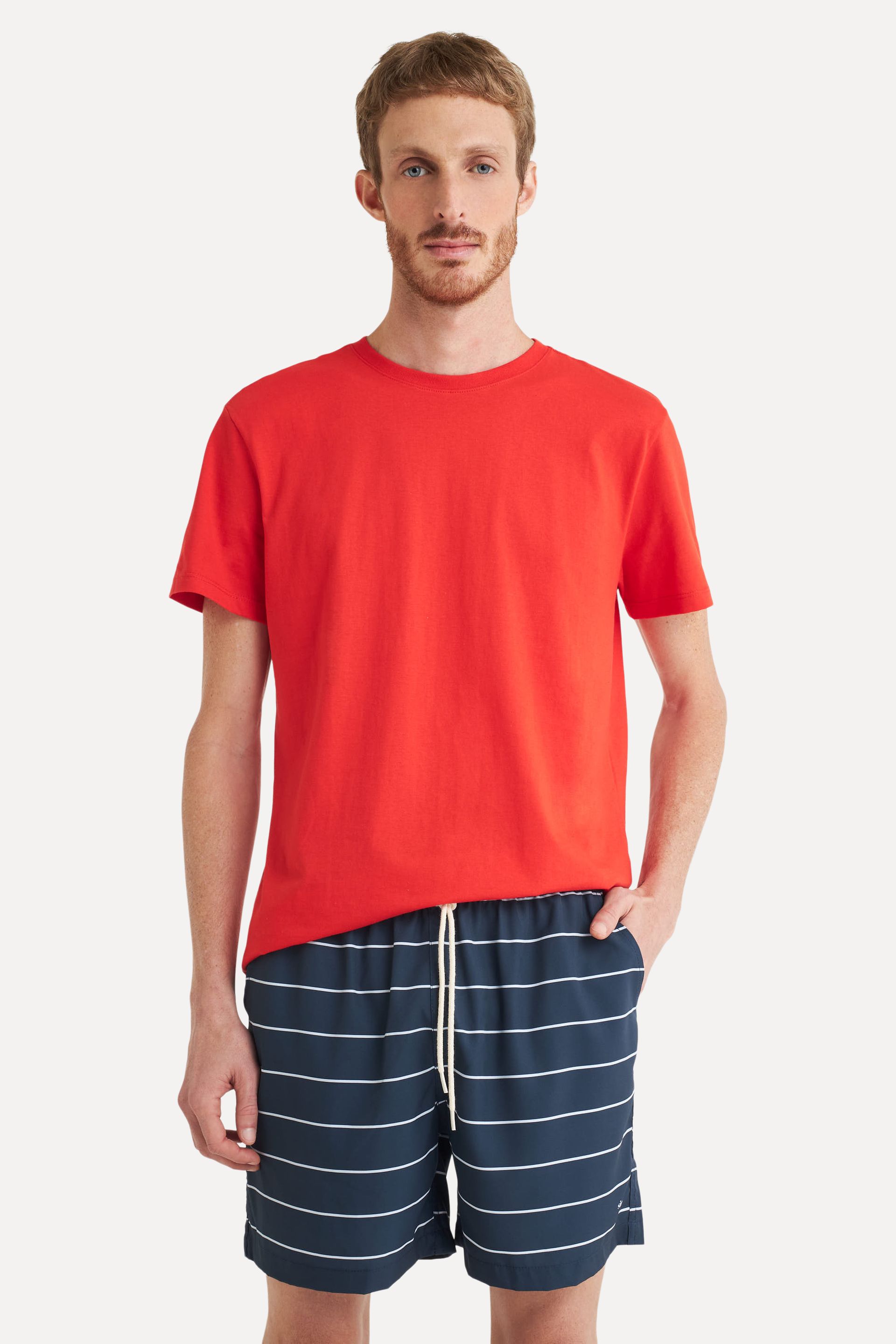 Short Praia Listrada Masculino Fine com Elástico
