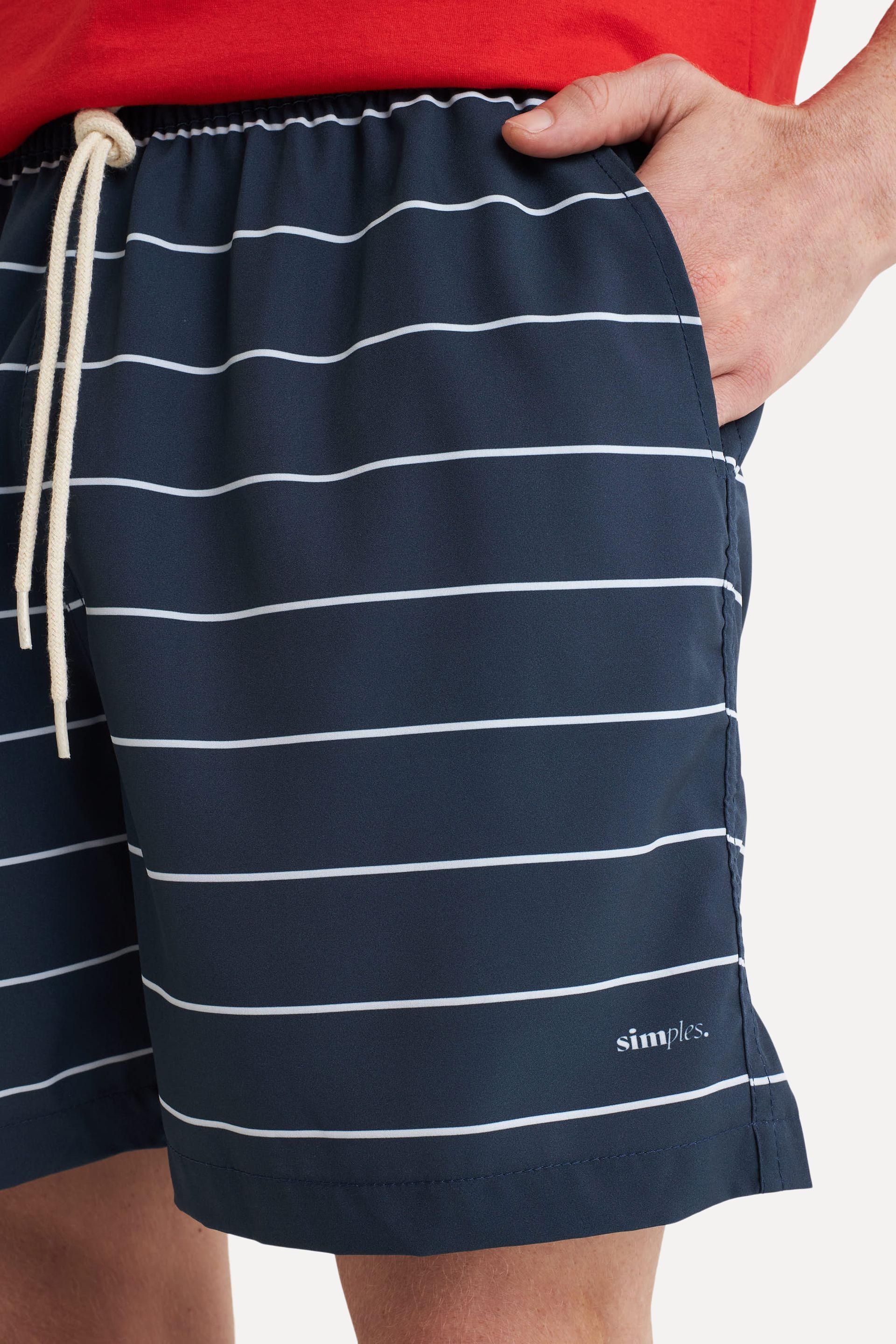 Short Praia Listrada Masculino Fine com Elástico