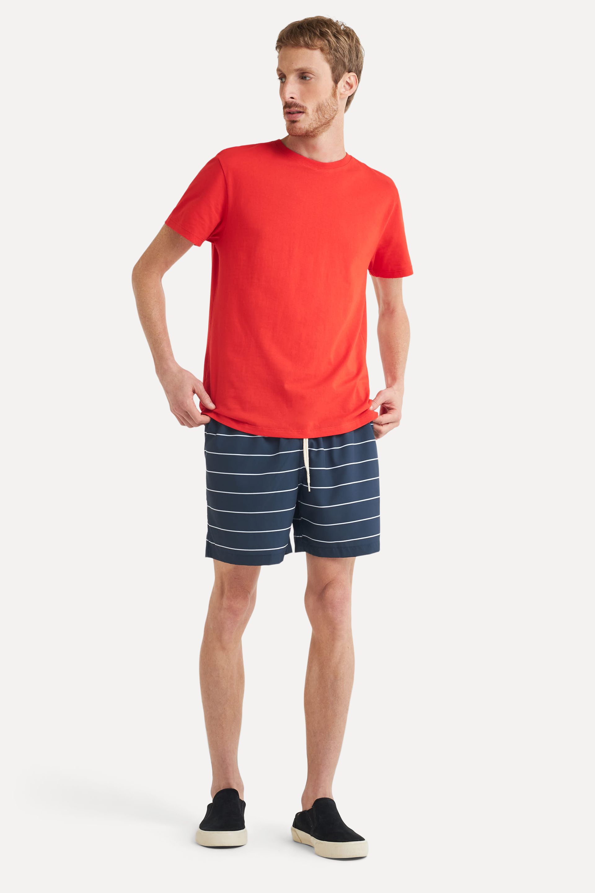 Short Praia Listrada Masculino Fine com Elástico