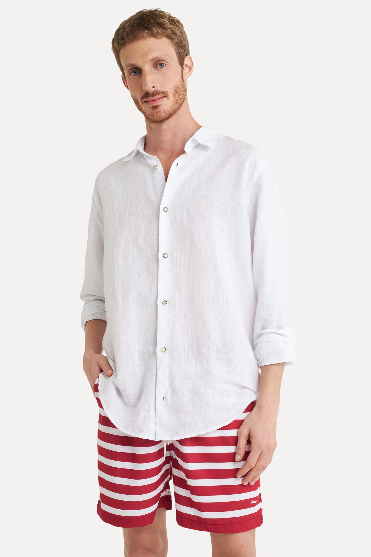 Short Praia Listrada Masculino Navy com Elástico