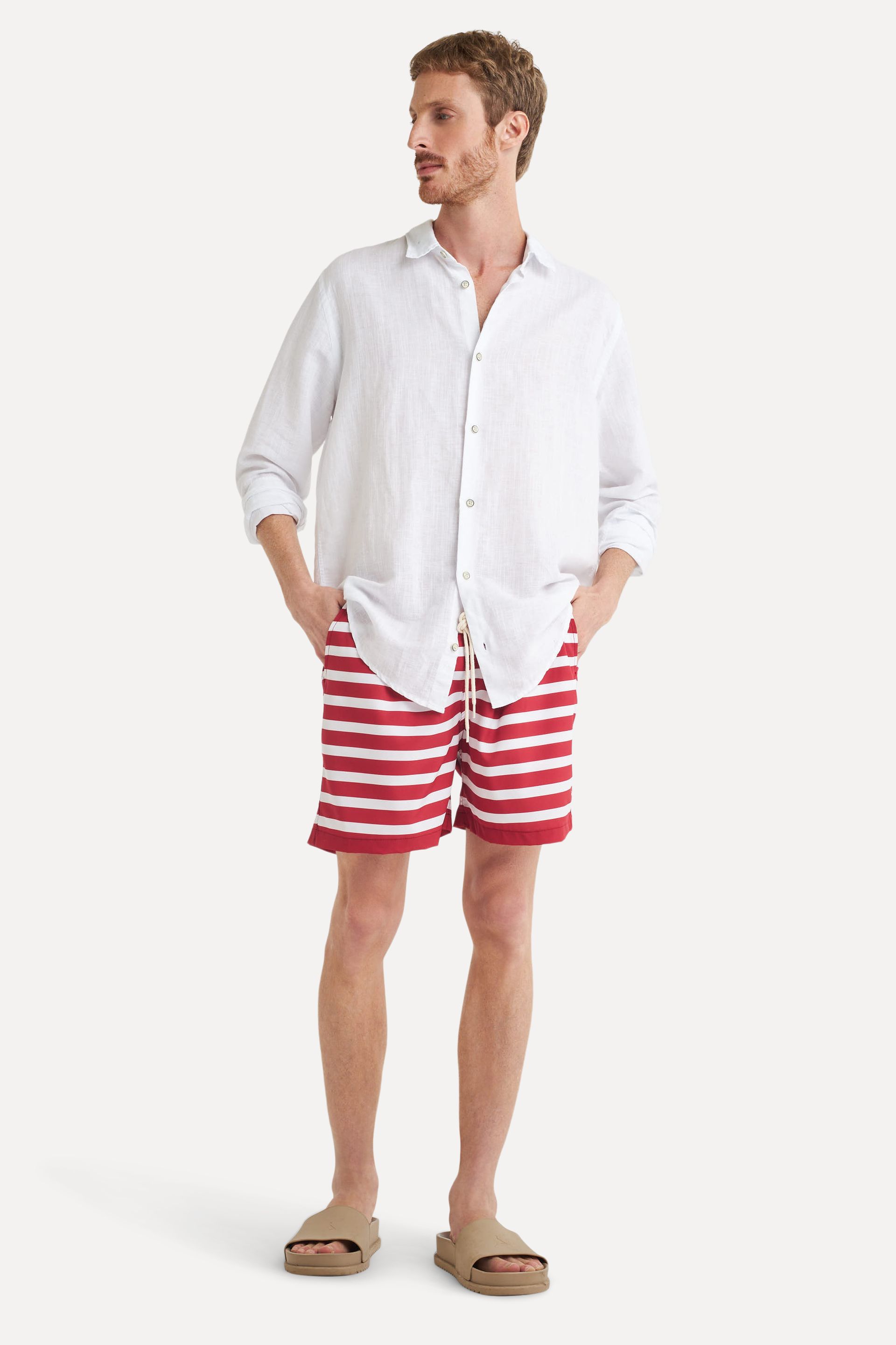 Short Praia Listrada Masculino Navy com Elástico