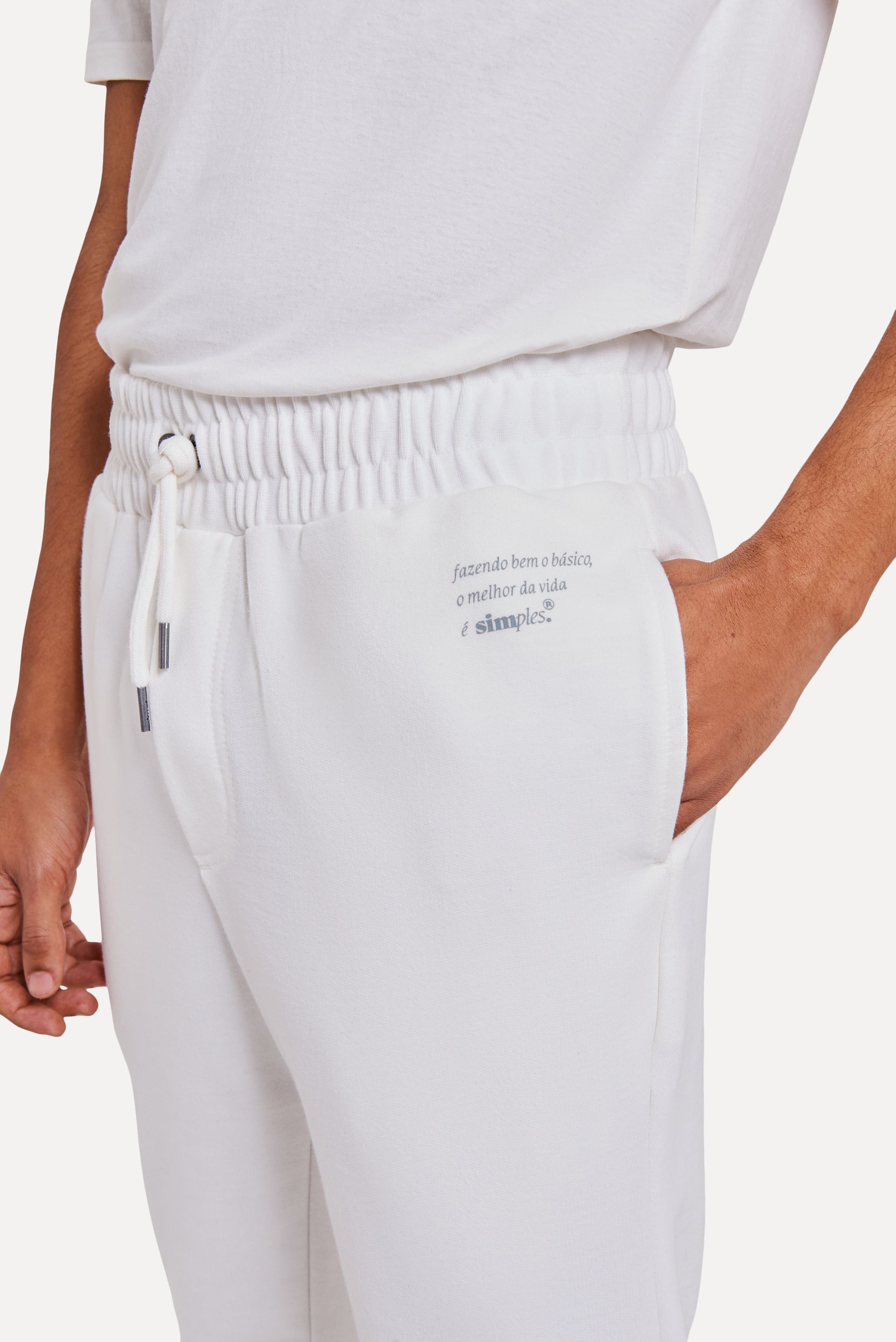 Calça Básica Moletom Masculina Simples com Punho