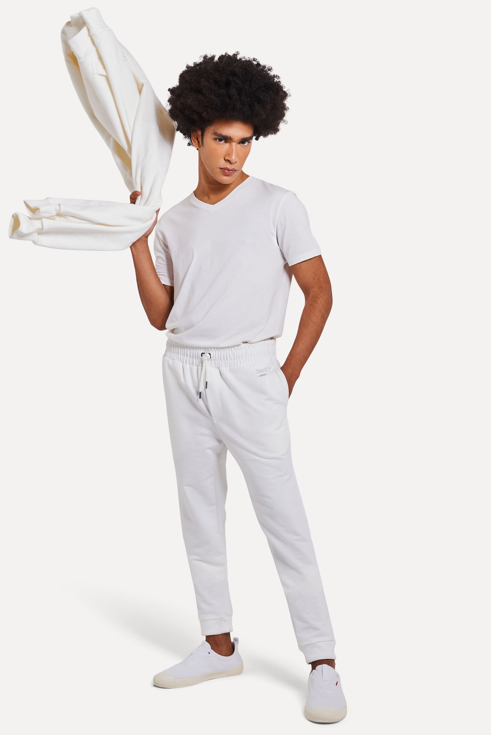 Calça Básica Moletom Masculina Simples com Punho