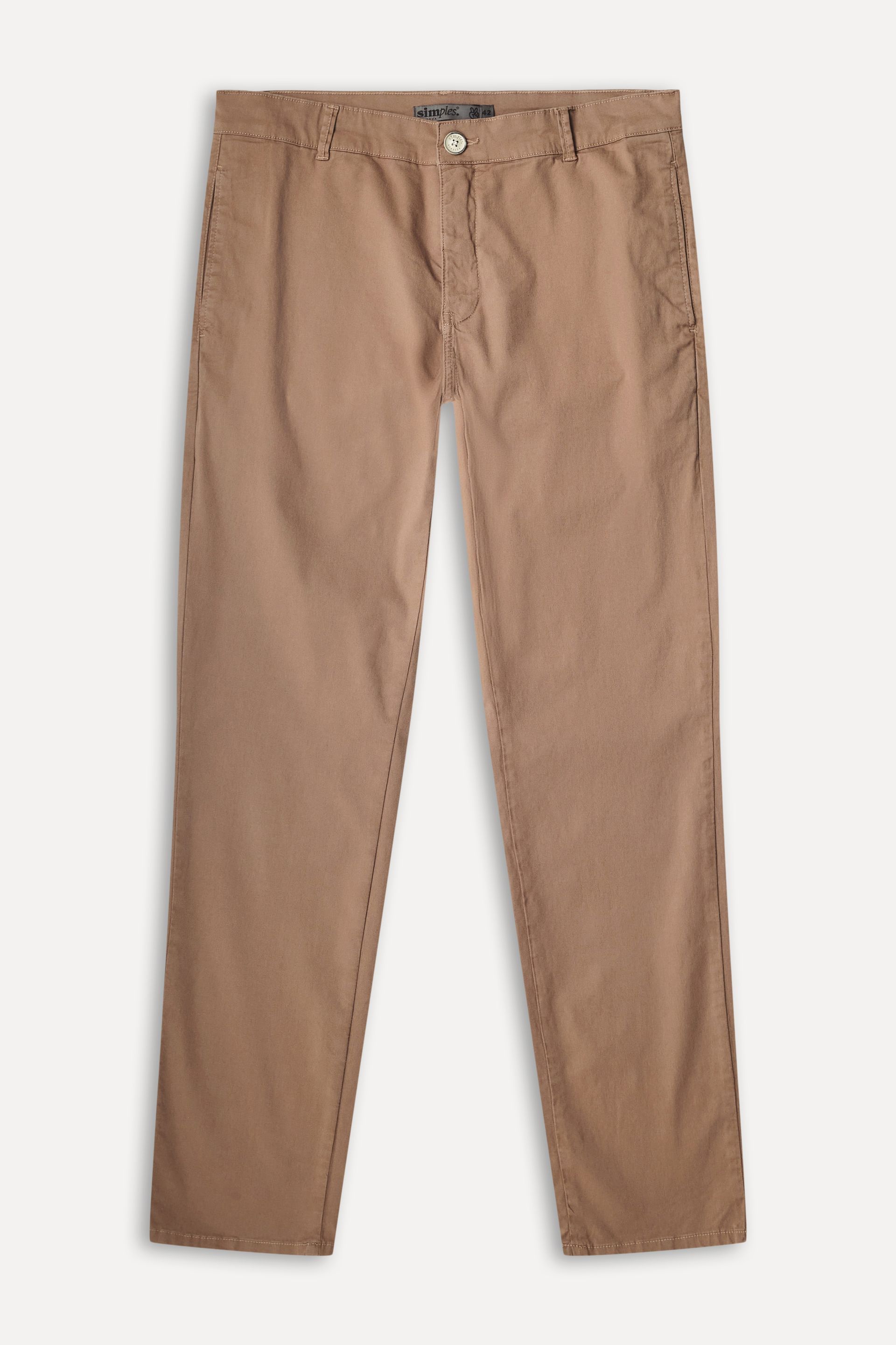 Calça Chino Reta Masculina Simples de Sarja