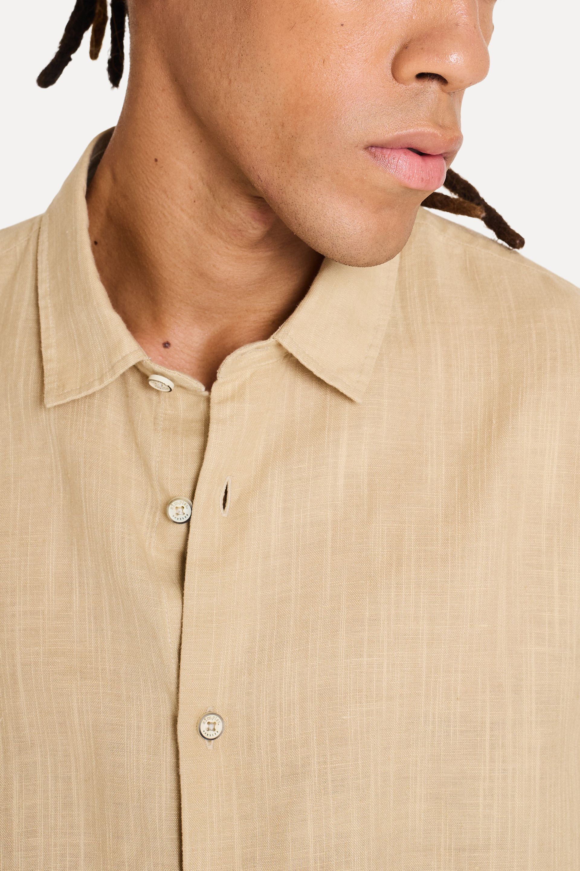 Camisa Masculina de Linho Manga Curta