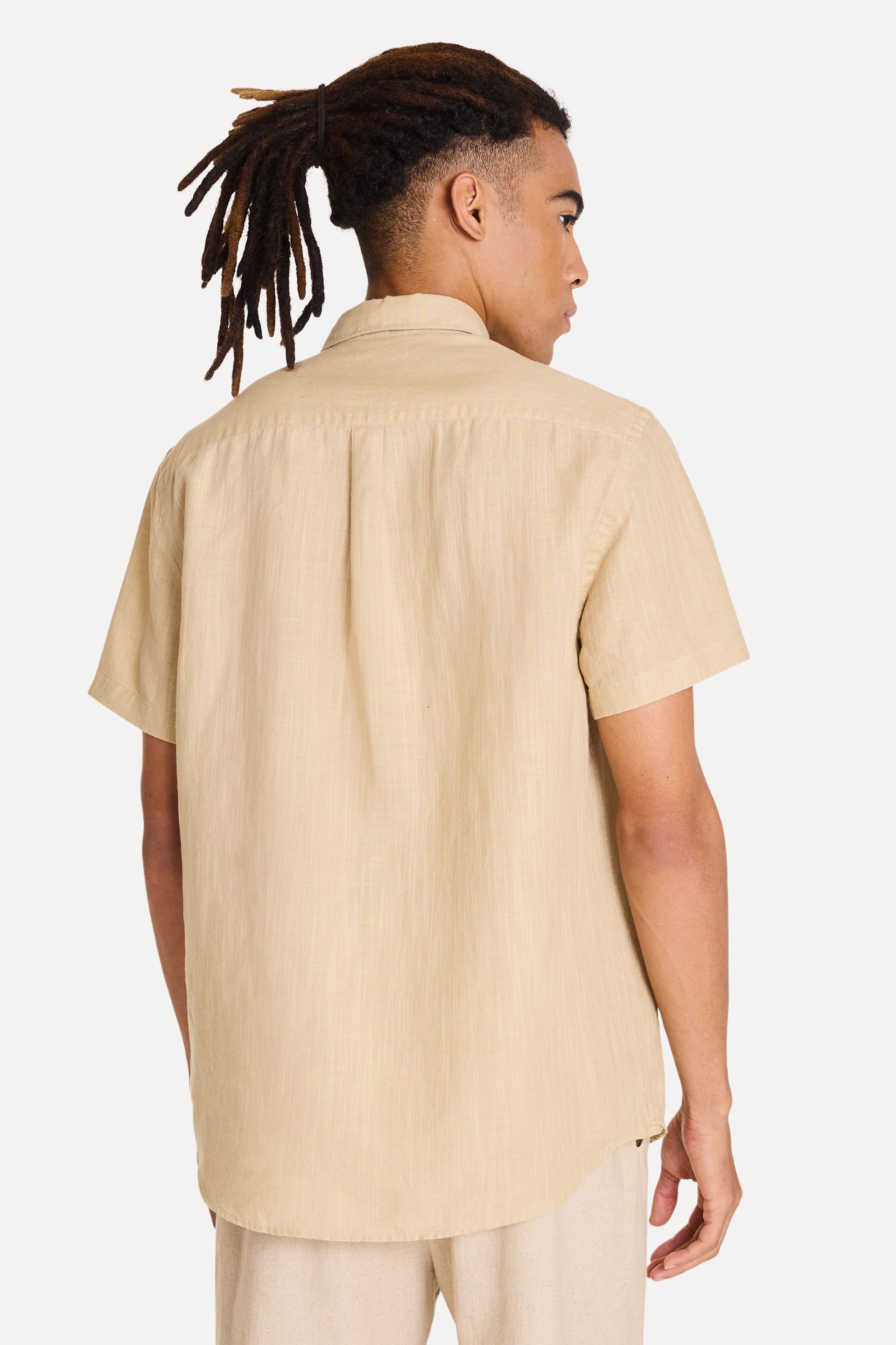 Camisa Masculina de Linho Manga Curta