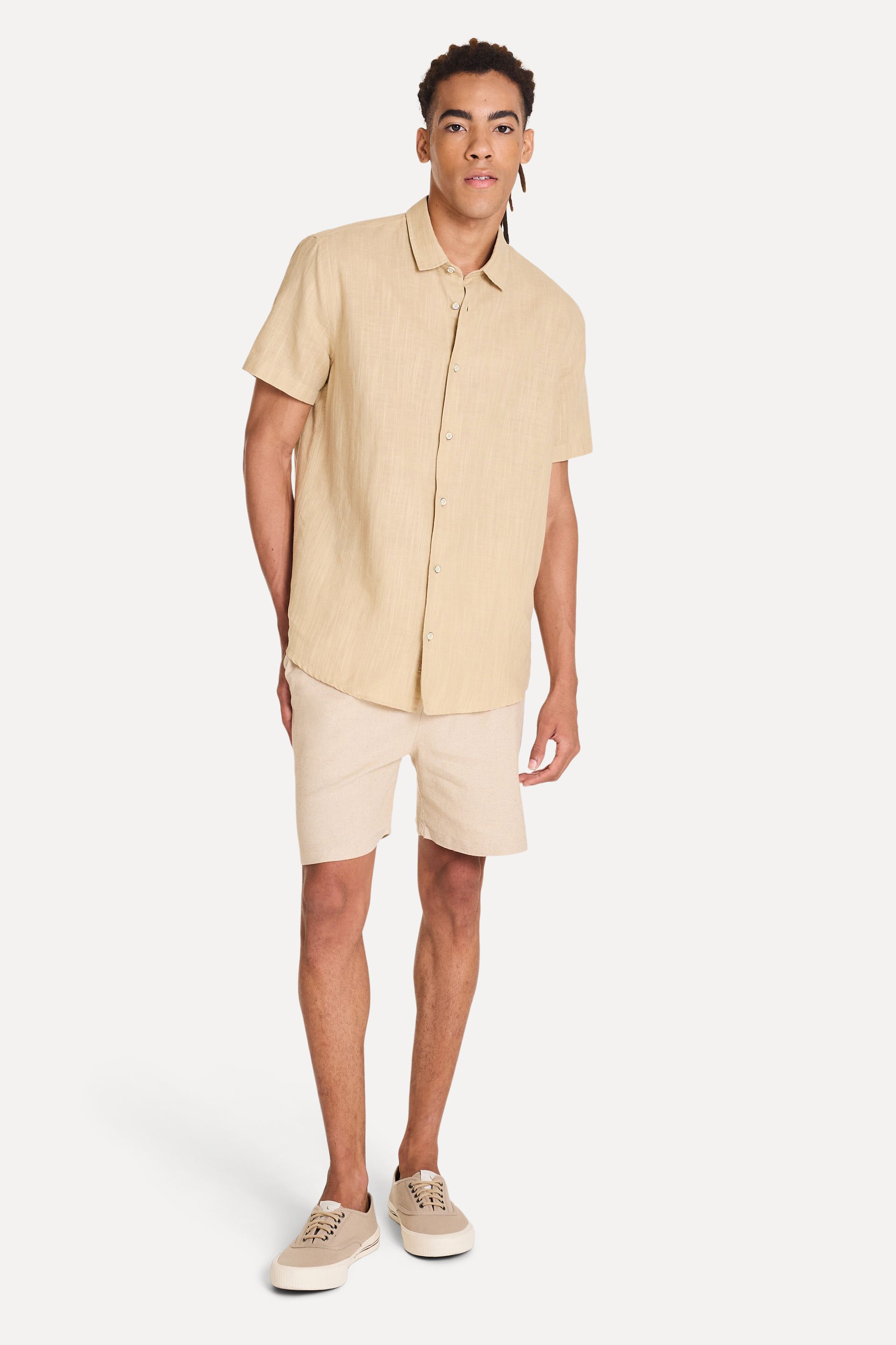Camisa Masculina de Linho Manga Curta