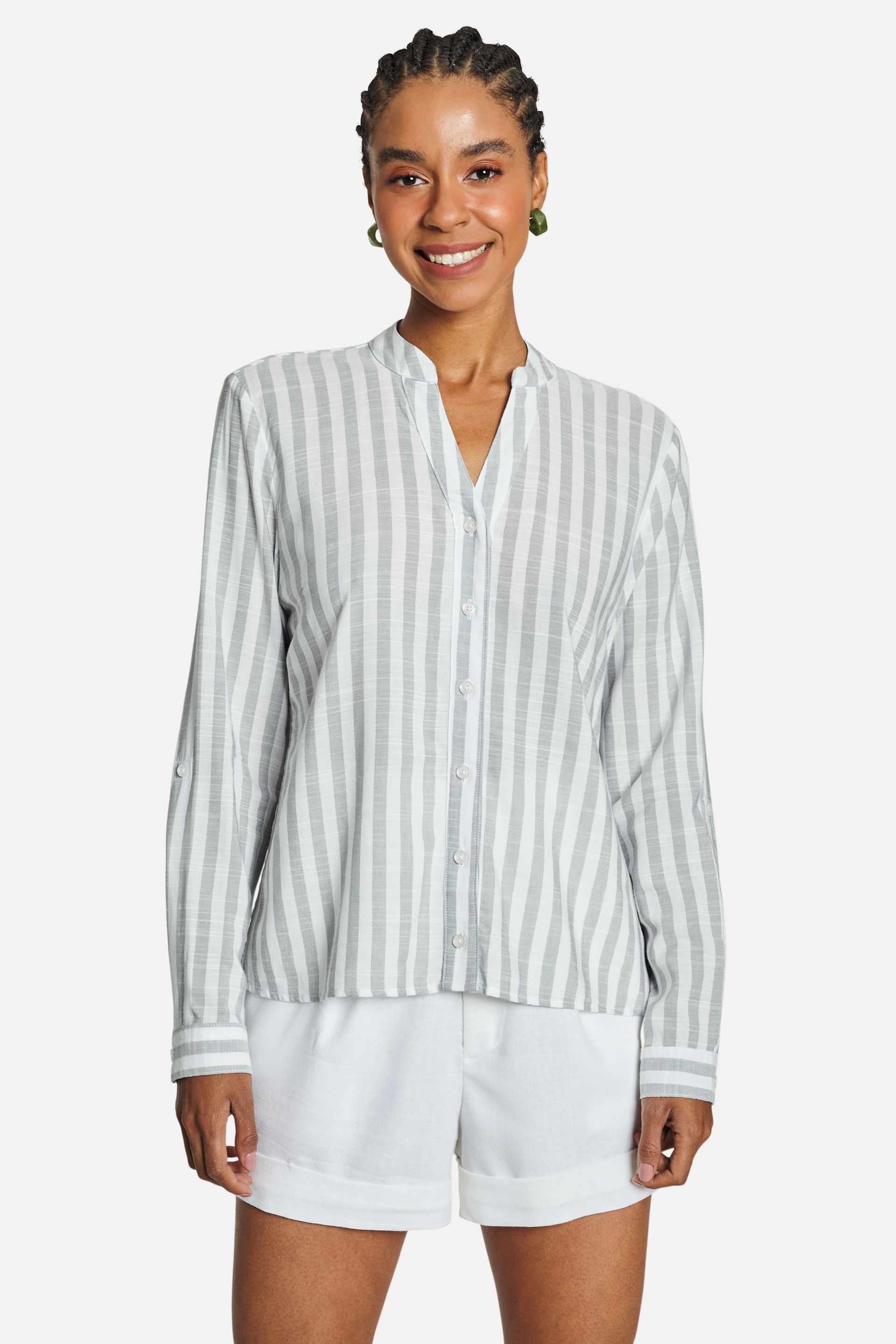 Blusa Bata Listrada Feminina Leve