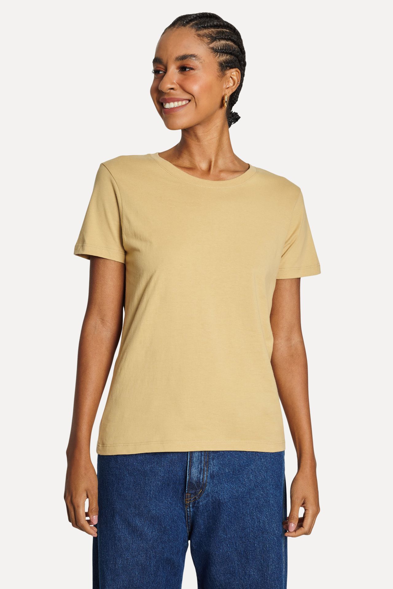 Camiseta Básica Feminina Simples de Manga Curta