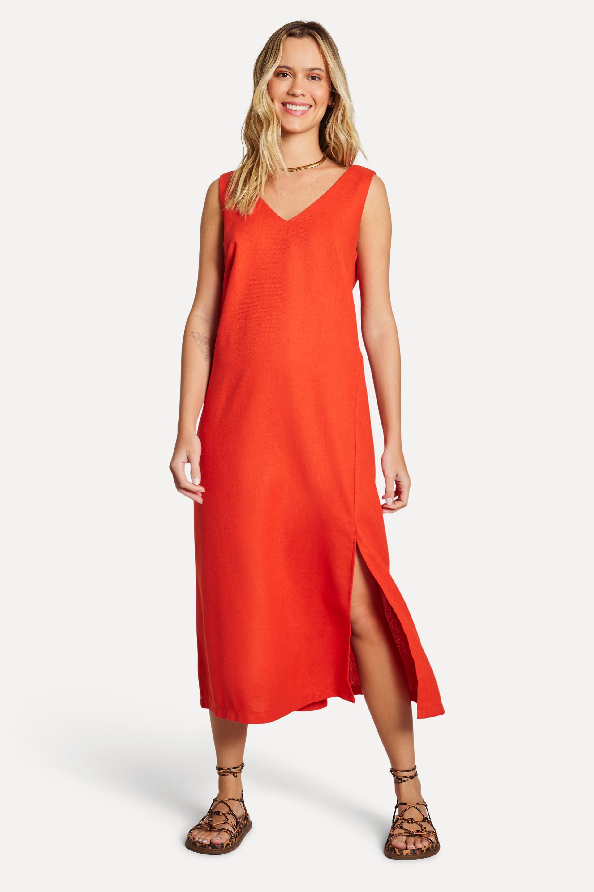 Vestido Feminino Curto Alfaiataria Fenda
